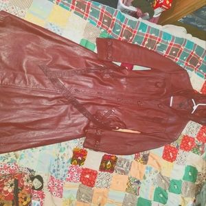 Real leather trench coat